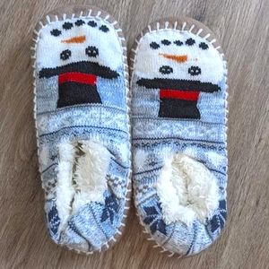 Cozy Fleece-Lined Snowman Slippers- Fleece Lined, Size L- NWOT